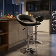 Chaise de Bar Faux Cuir Chrome - Crescent Matelassé Noir 