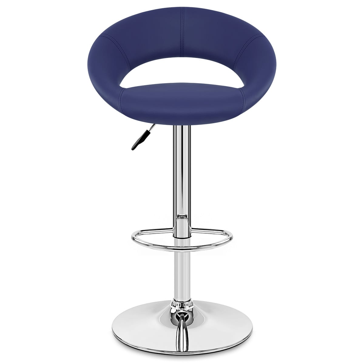 Chaise de Bar Faux Cuir Chrome - Crescent Matelassé Bleu 
