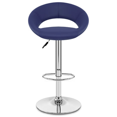 Padded Crescent Bar Stool Blue