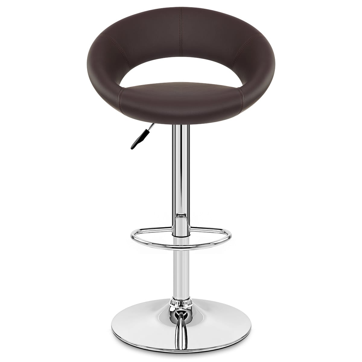 Chaise de Bar Faux Cuir Chrome - Crescent Matelassé Marron 