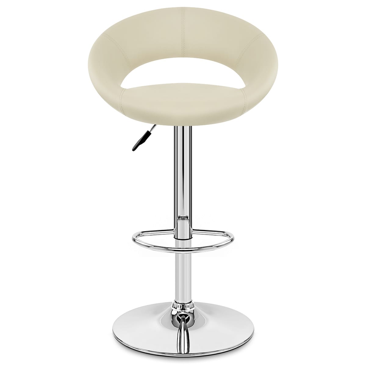 Chaise de Bar Faux Cuir Chrome - Crescent Matelassé Crème 
