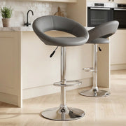 Chaise de Bar Faux Cuir Chrome - Crescent Matelassé Gris 