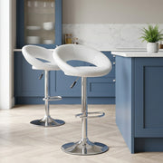 Chaise de Bar Faux Cuir Chrome - Crescent Matelassé Blanc 
