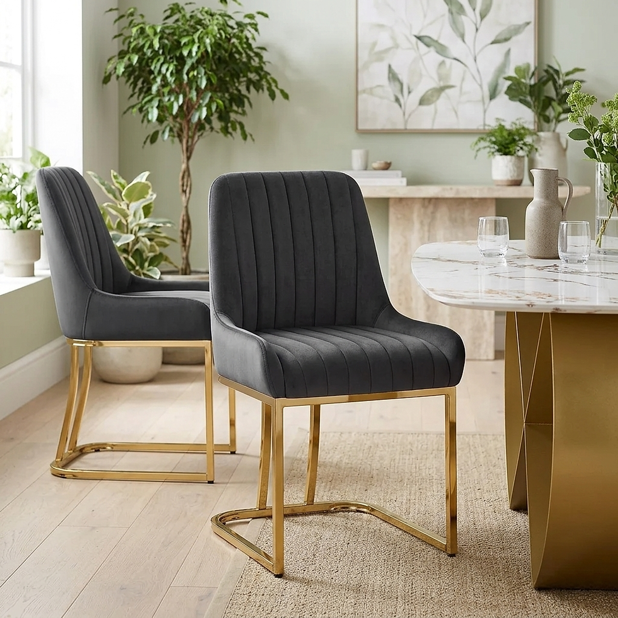 Chaise Velours - Paget Noir 