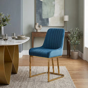 Chaise Velours - Paget Bleu 