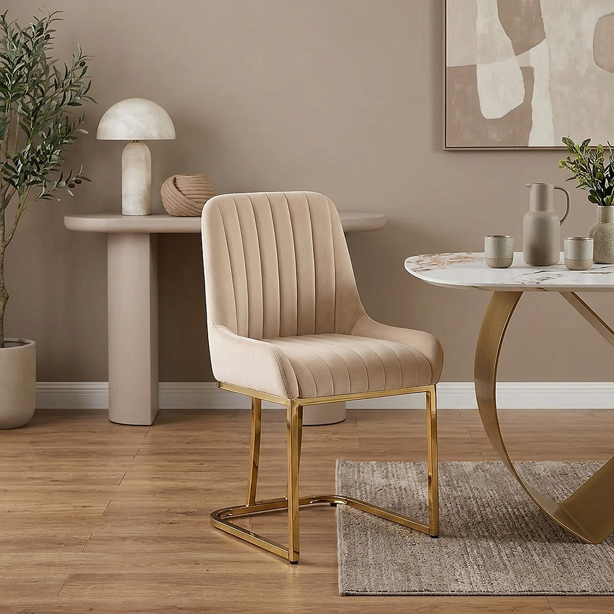 Chaise Velours - Paget Crème 