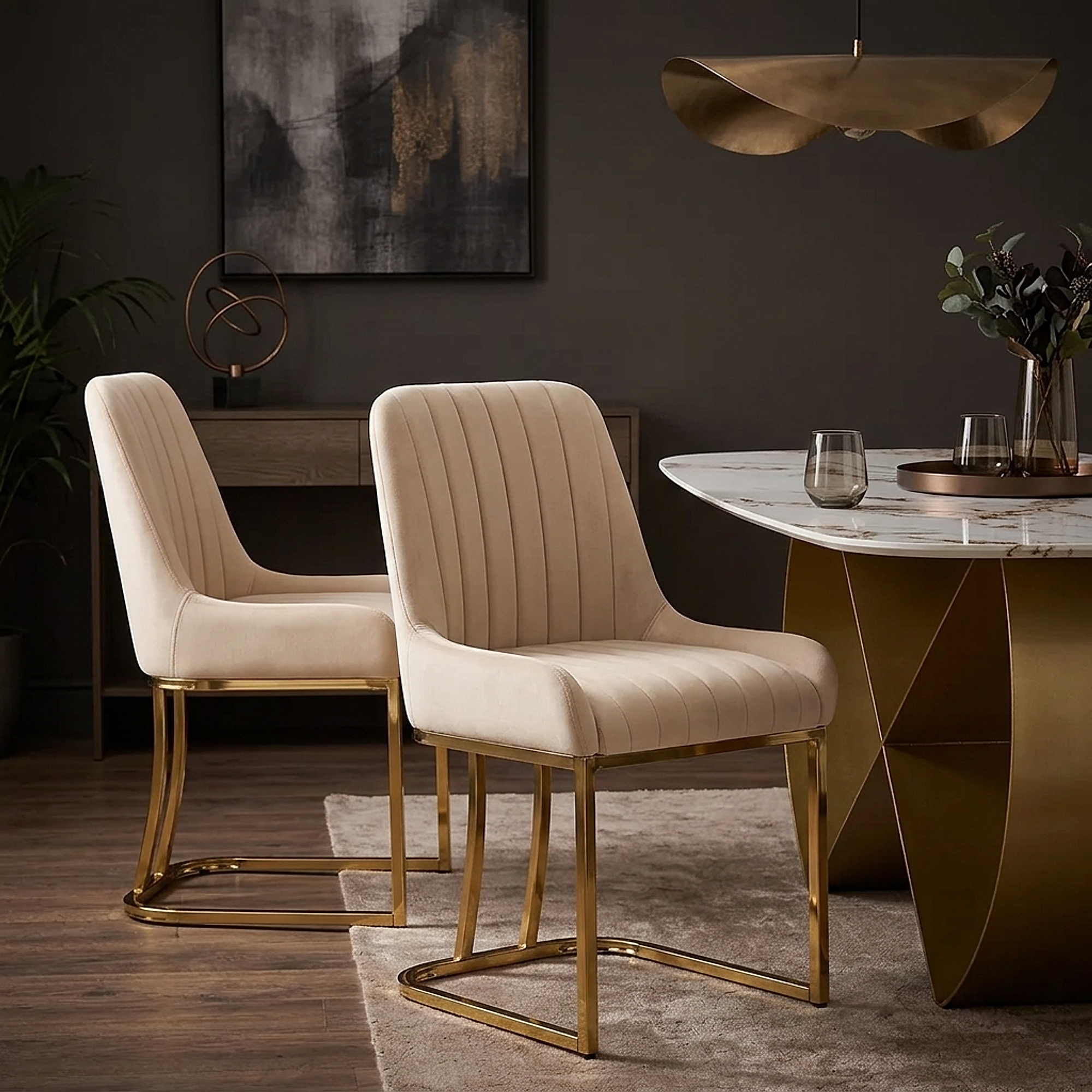 Chaise Velours - Paget Crème 