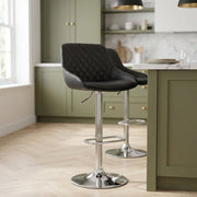 Tabouret de Bar Faux Cuir Chrome - Palace Noir 