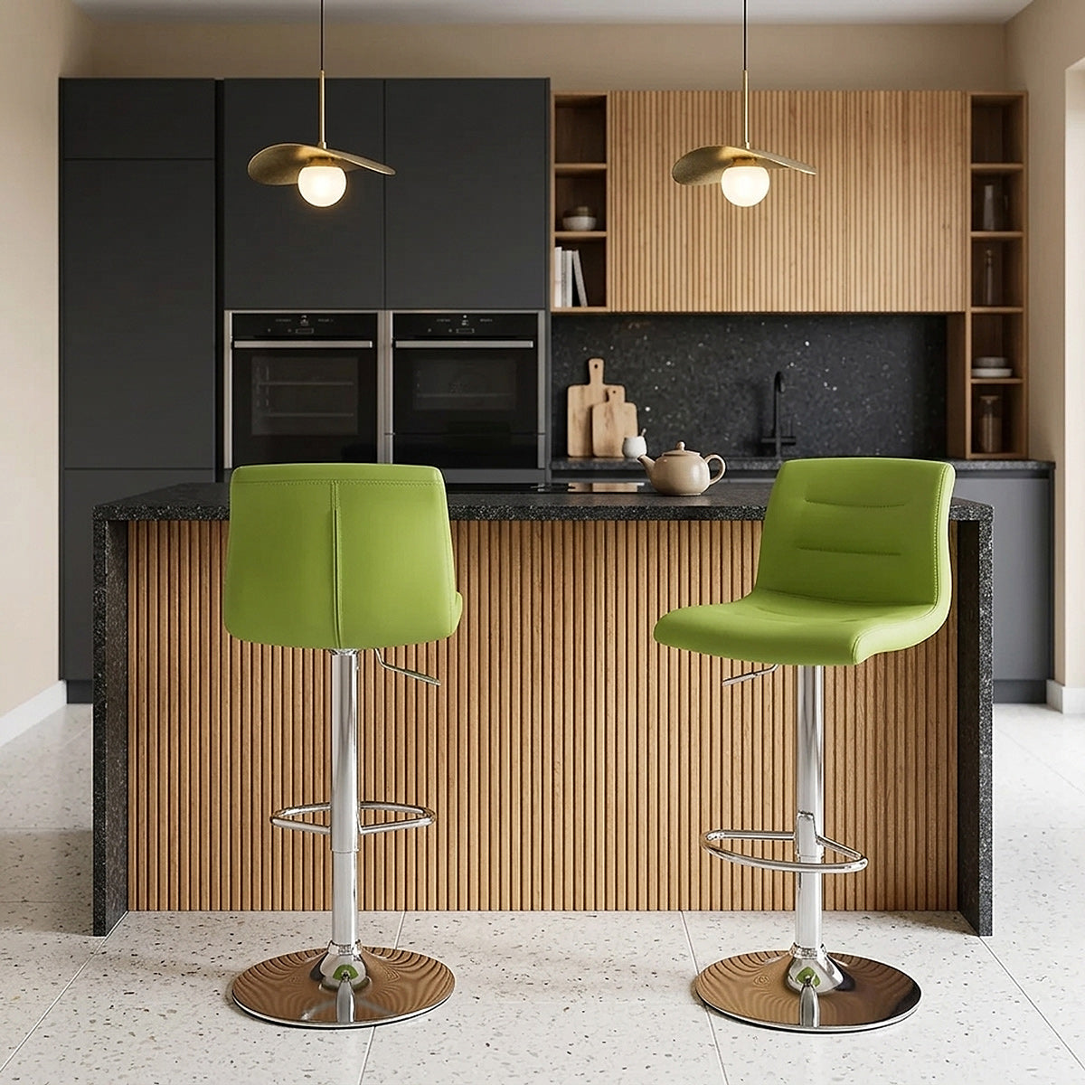 Chaise de Bar Faux Cuir Chrome - Paradis Vert 