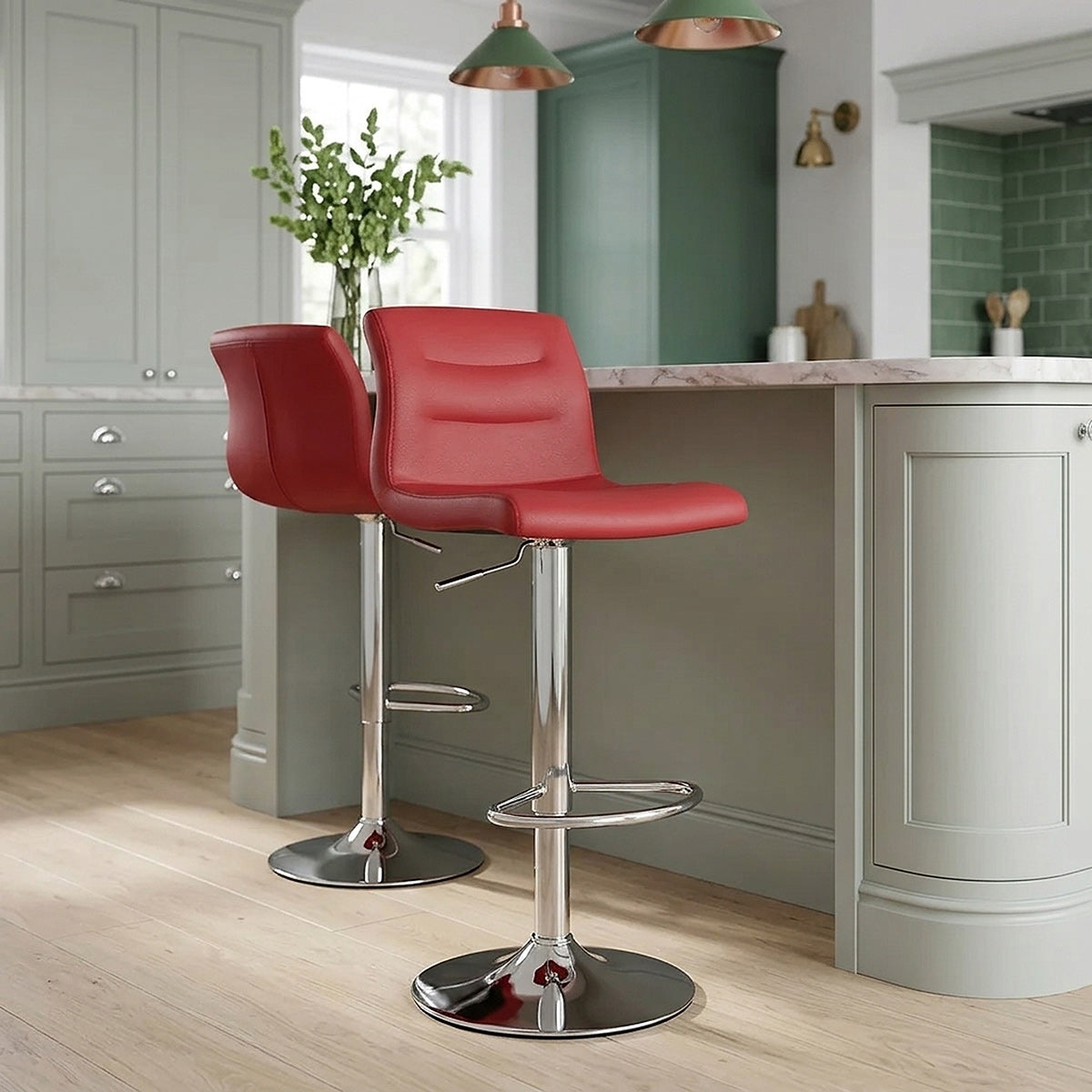 Chaise de Bar Faux Cuir Chrome - Paradis Rouge 
