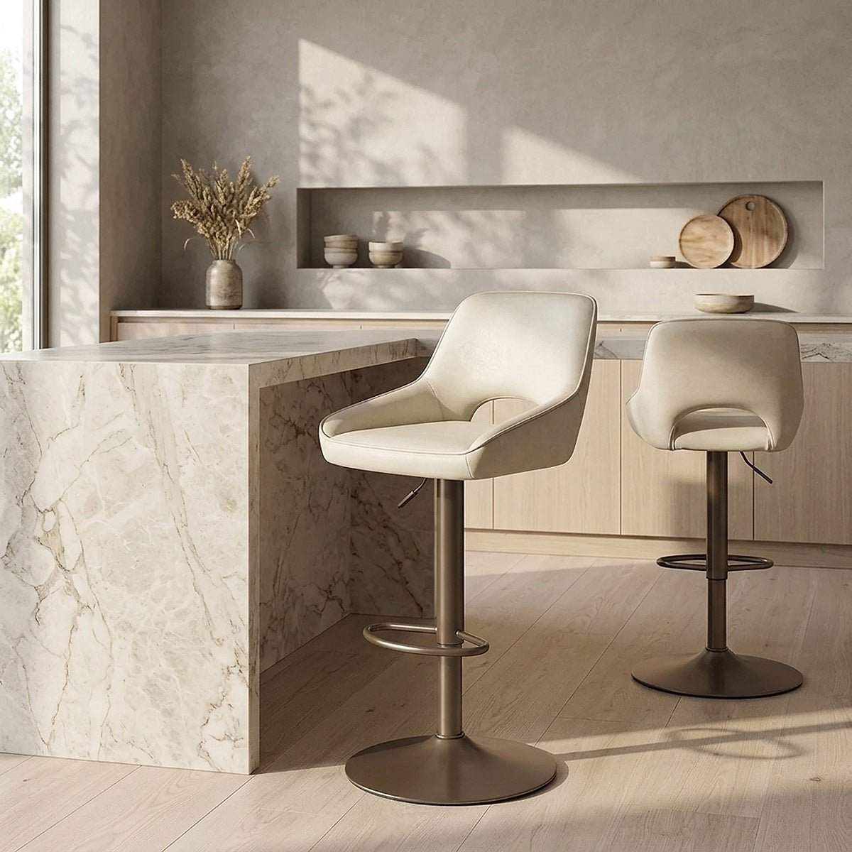 Tabouret de Bar Faux Cuir - Paris Crème 