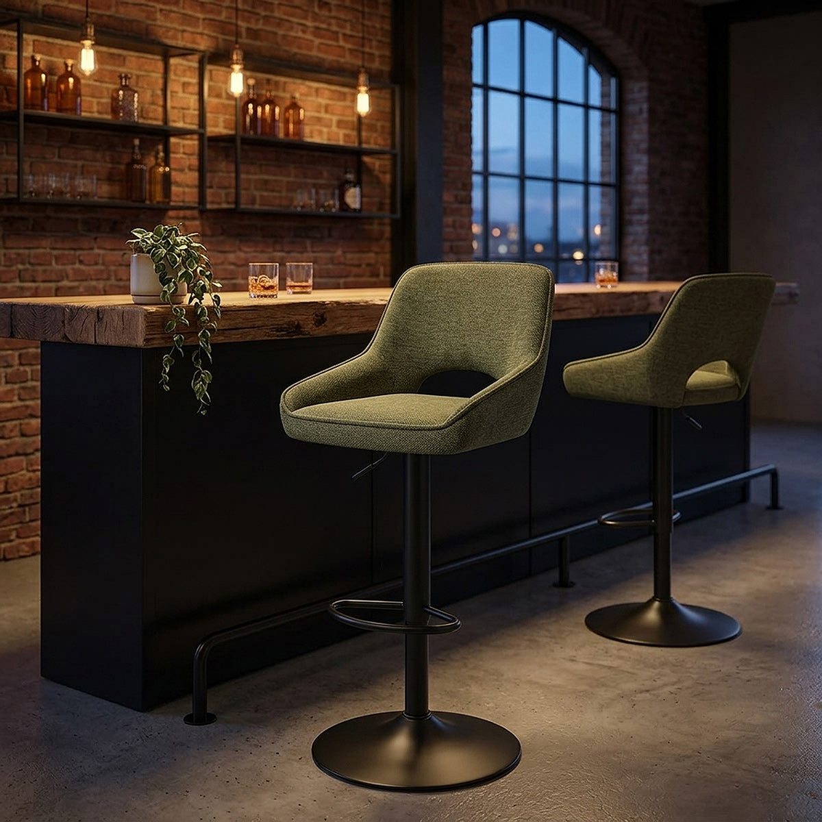 Tabouret de Bar Tissu - Paris Vert 