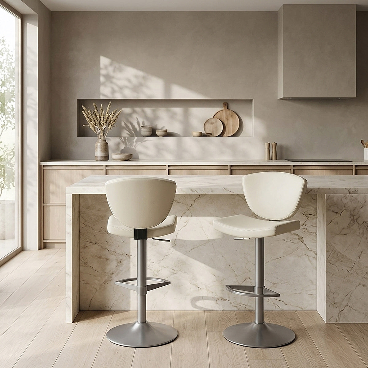 Tabouret Faux Cuir Graphite - Pearl Crème 