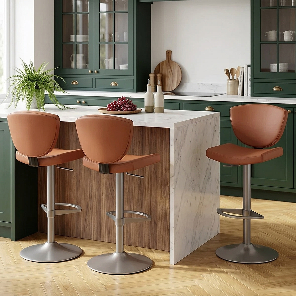 Tabouret Faux Cuir Graphite - Pearl Marron 