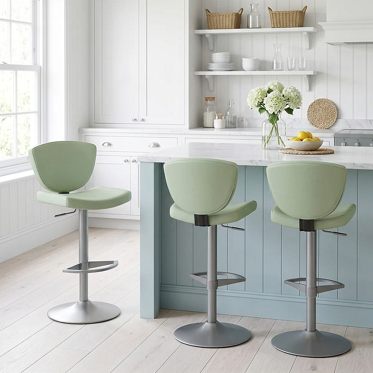 Tabouret de Bar Cuir Véritable - Pearl Vert 