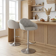 Chaise de Bar Faux Cuir Chrome Brosse - Perry Gris
