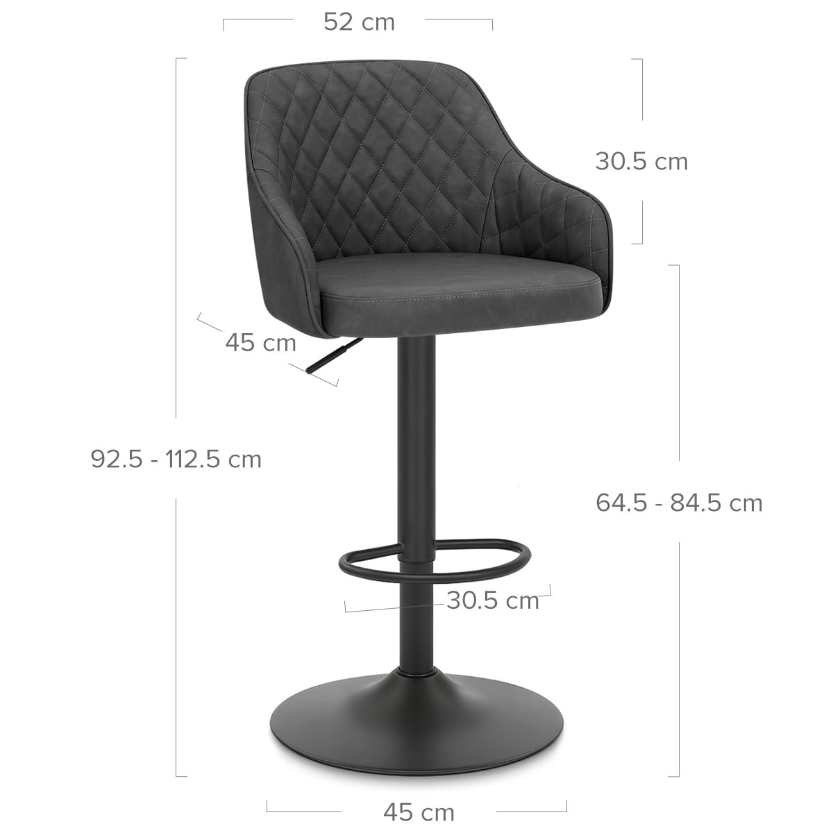 Perth Bar Stool Charcoal