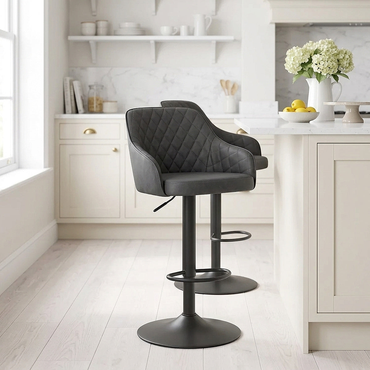 Tabouret Faux Cuir - Perth Noir 