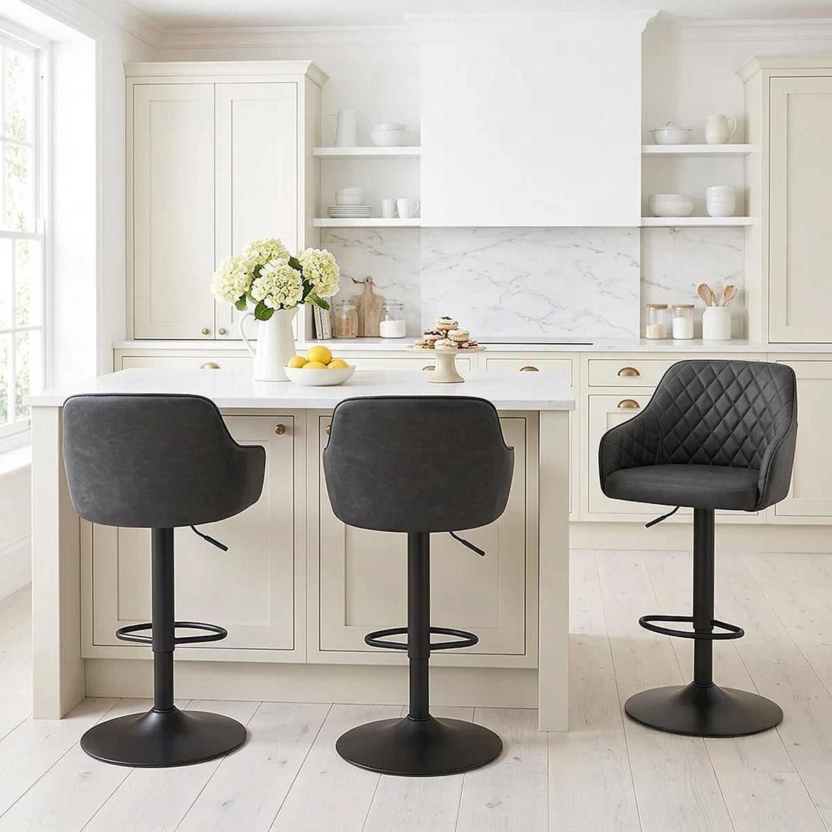 Tabouret Faux Cuir - Perth Noir 