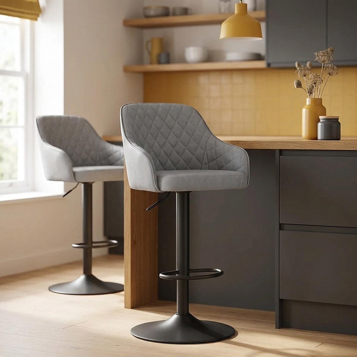 Tabouret Faux Cuir - Perth Gris 