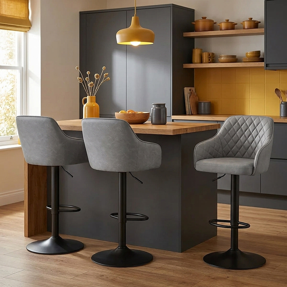 Tabouret Faux Cuir - Perth Gris 