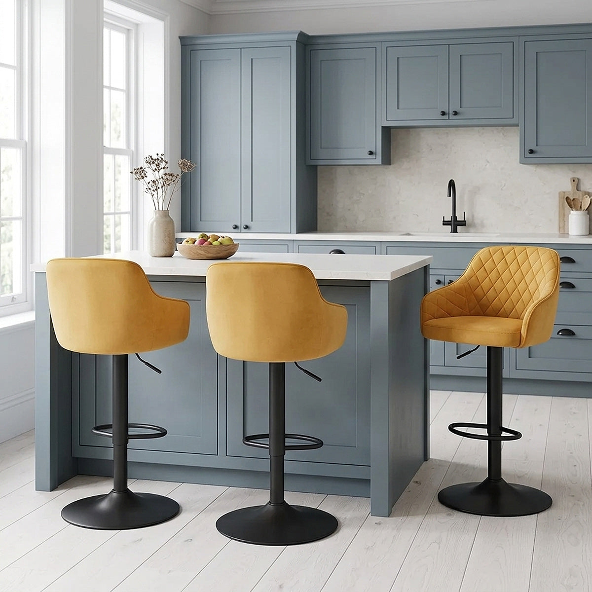 Tabouret Velours - Perth Jaune 