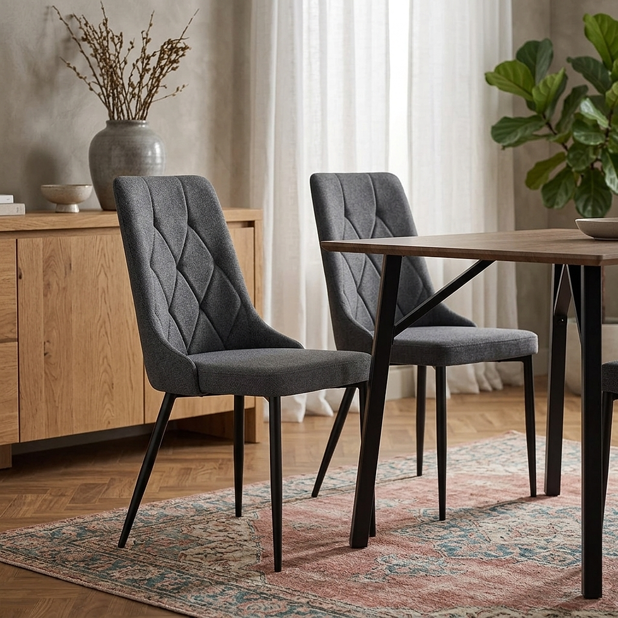 Chaise Tissu - Phoebe Gris Foncé 
