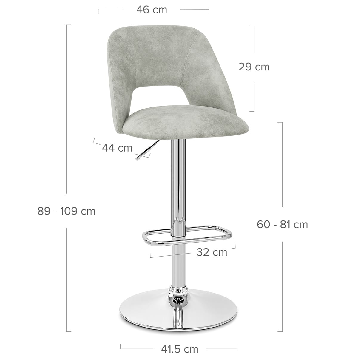 Tabouret de Bar Faux Cuir - Phoenix Gris 