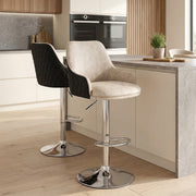 Chaise de Bar Faux Cuir Tissu - Plaza Crème 