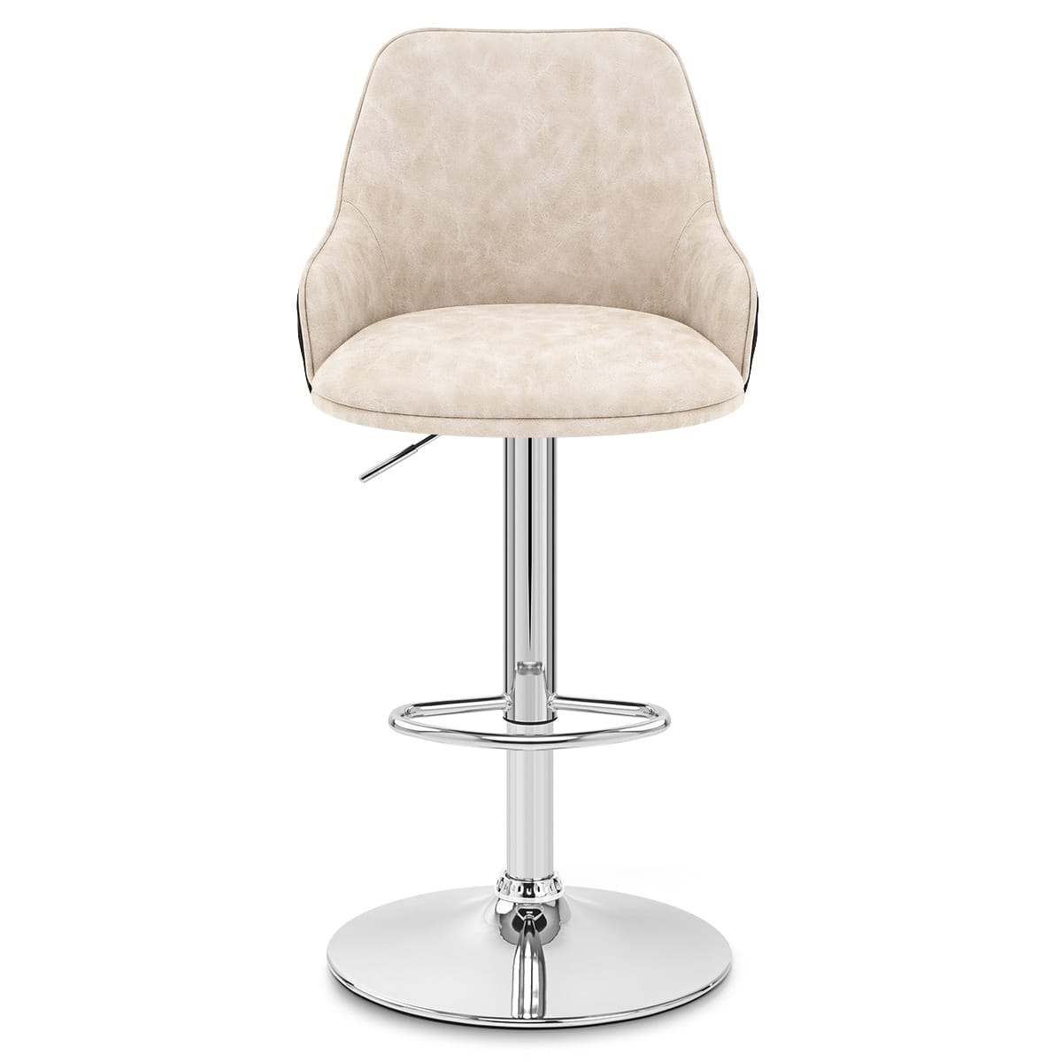 Plaza Stool Black Fabric & Cream Leather