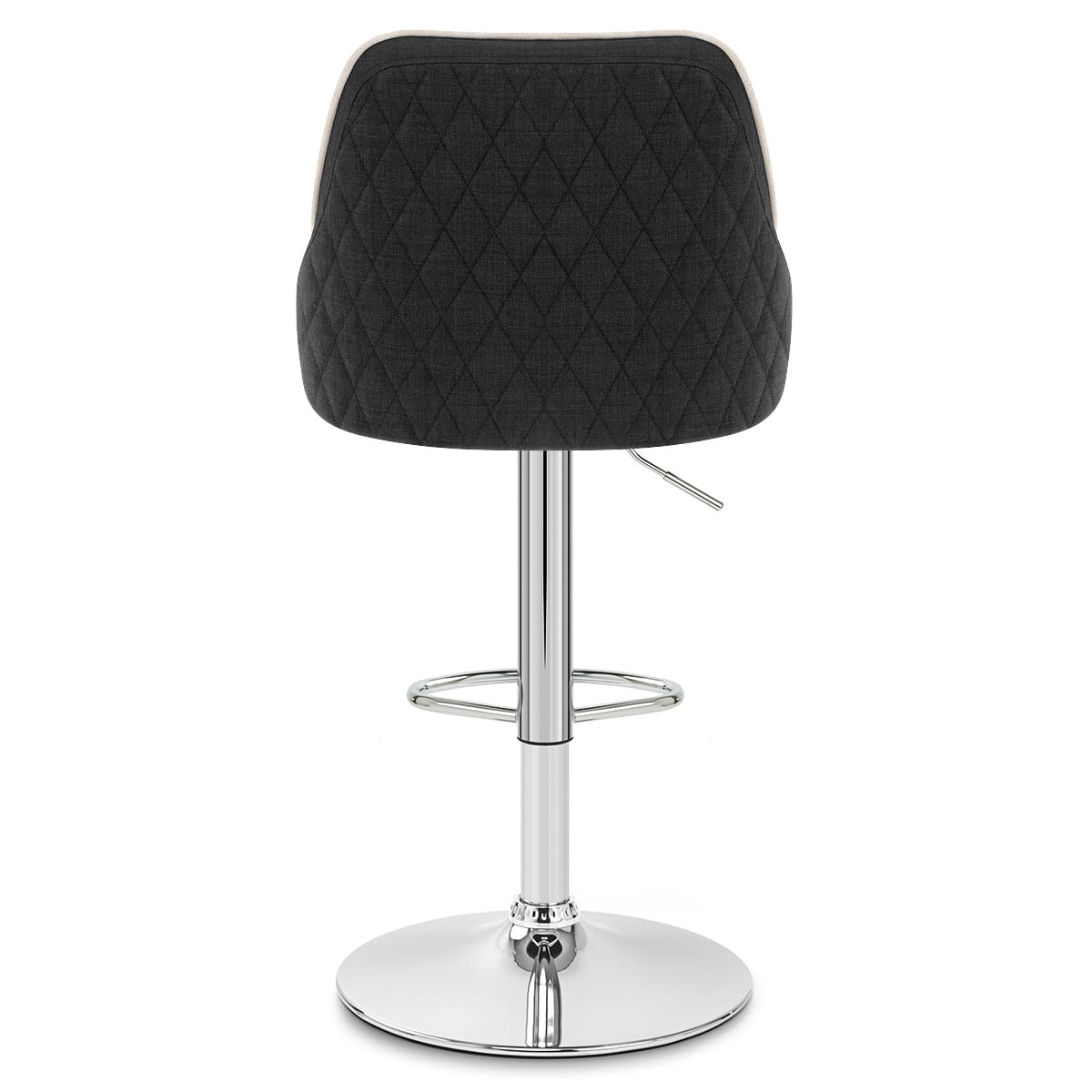 Plaza Stool Black Fabric & Cream Leather