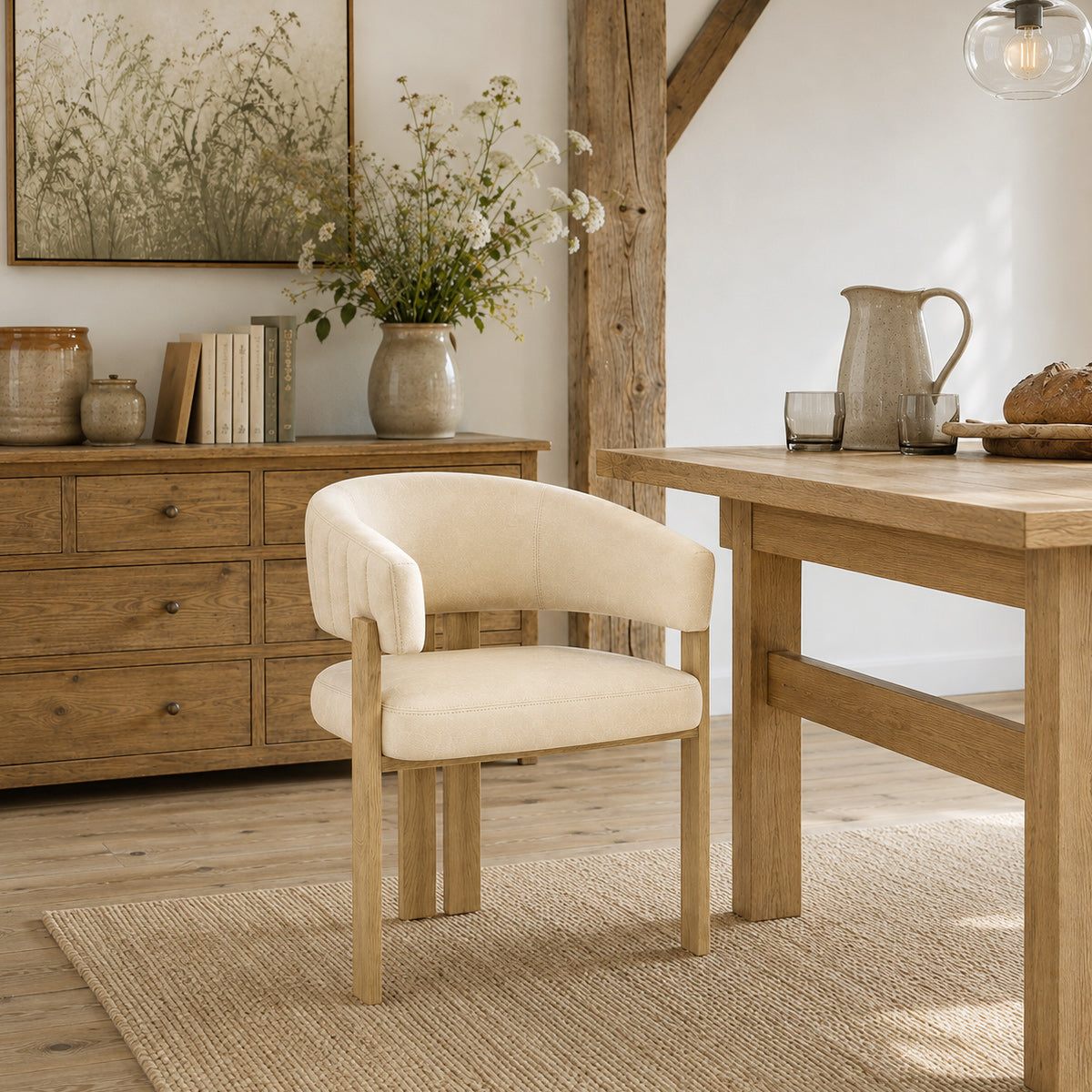 Chaise Métal Faux Cuir - Polo Crème