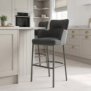 Tabouret de Bar Tissu - Porter Gris Foncé 