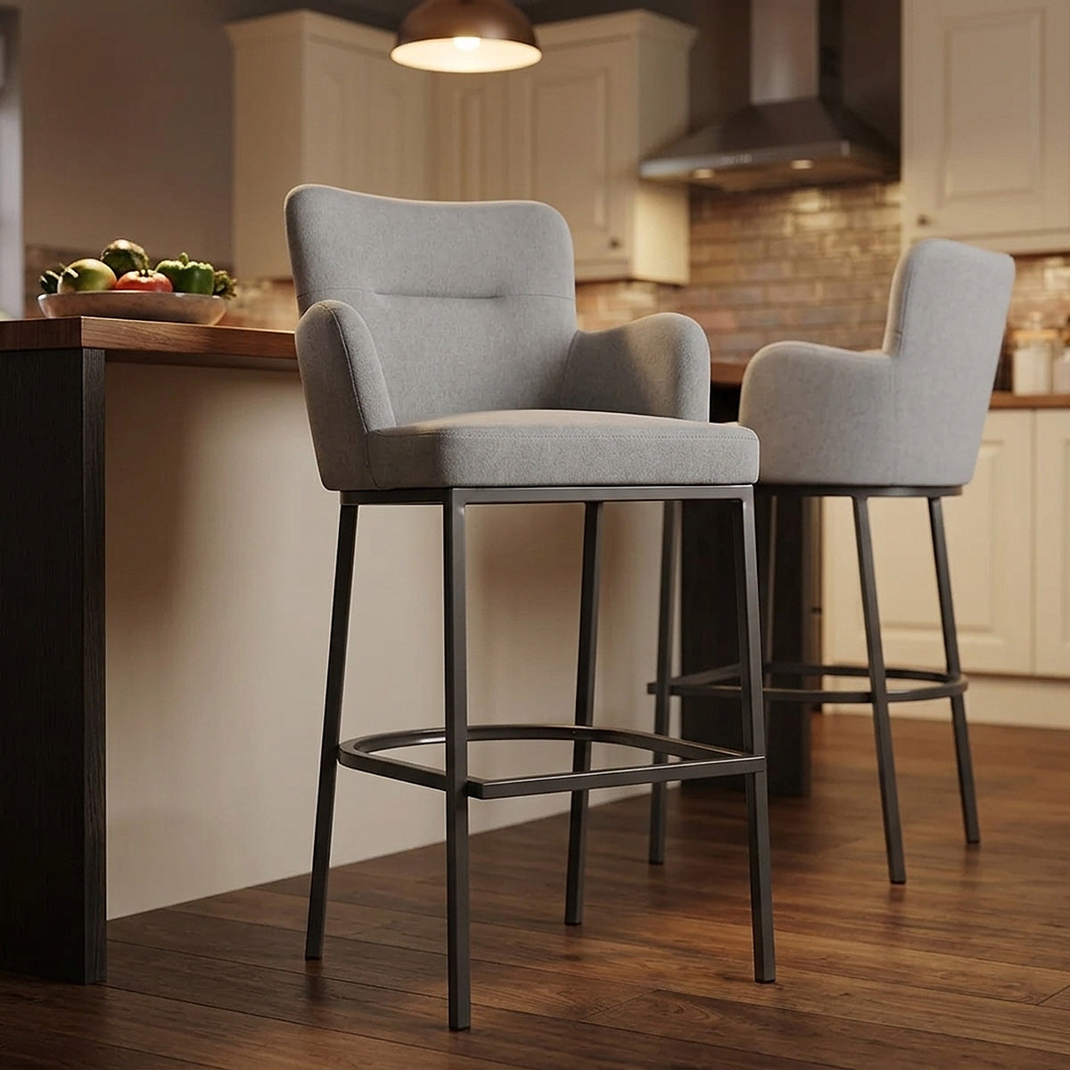 Tabouret de Bar Tissu - Porter Gris 
