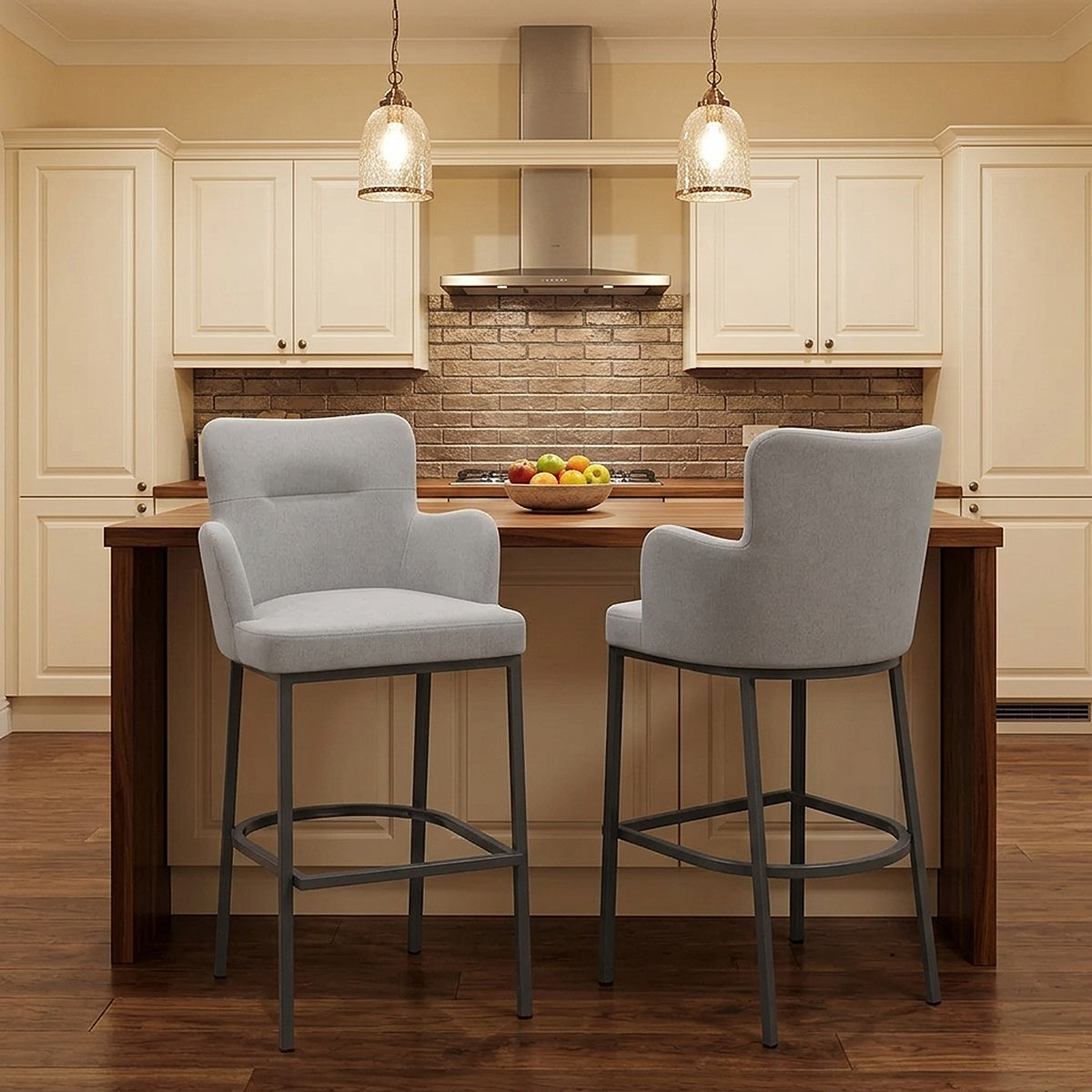 Tabouret de Bar Tissu - Porter Gris 