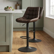 Tabouret de Bar Cuir Véritable - Porto Marron 