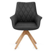 Chaise Cuir Veritable Bois - Portobello Noir
