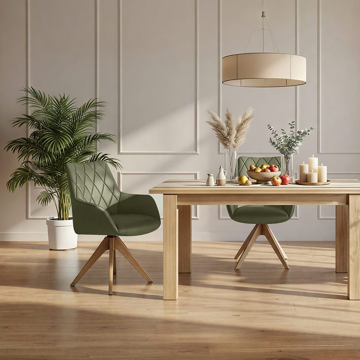 Chaise Cuir Veritable Bois - Portobello Vert