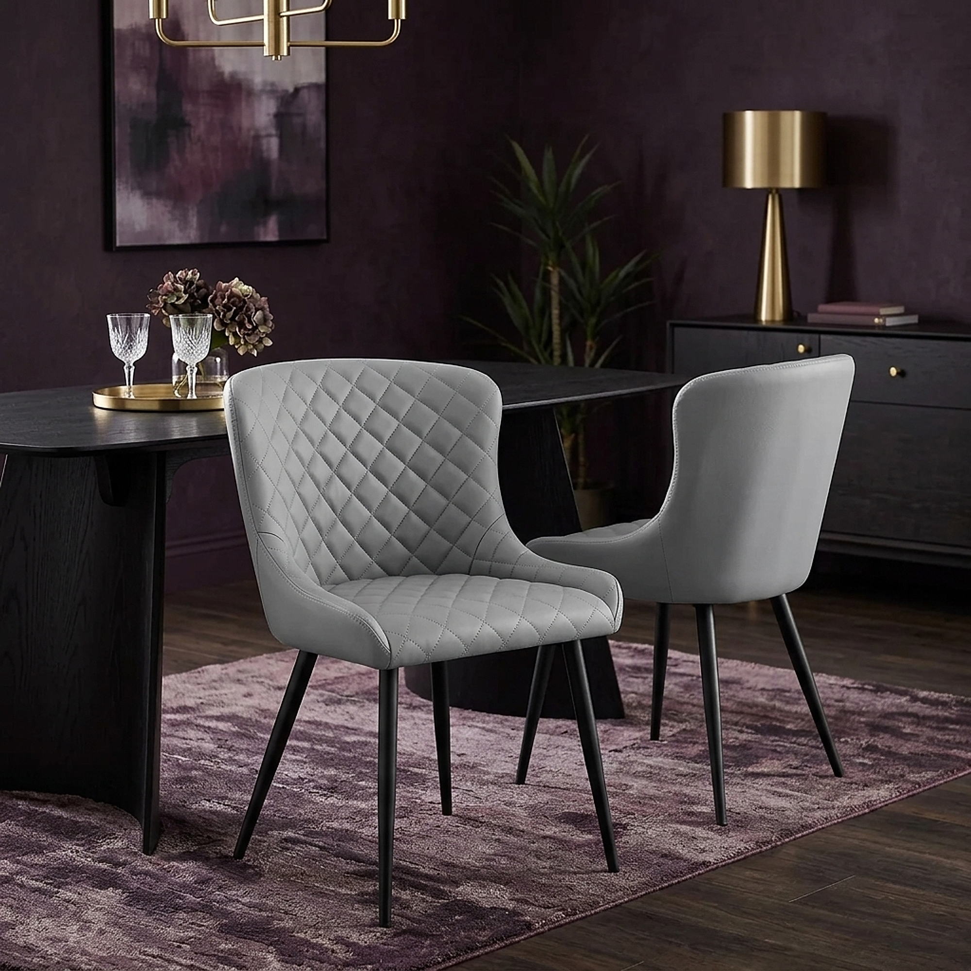 Chaise Métal Faux Cuir - Provence Gris 