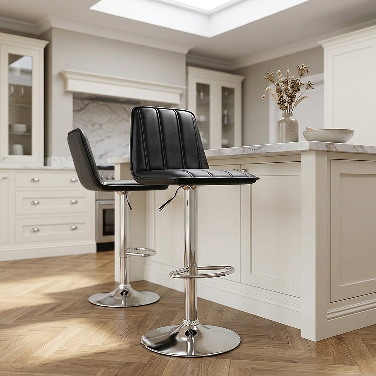 Tabouret de Bar Faux Cuir Antique - Pulse Noir 