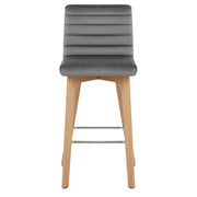 Pure Wooden Stool Grey Velvet