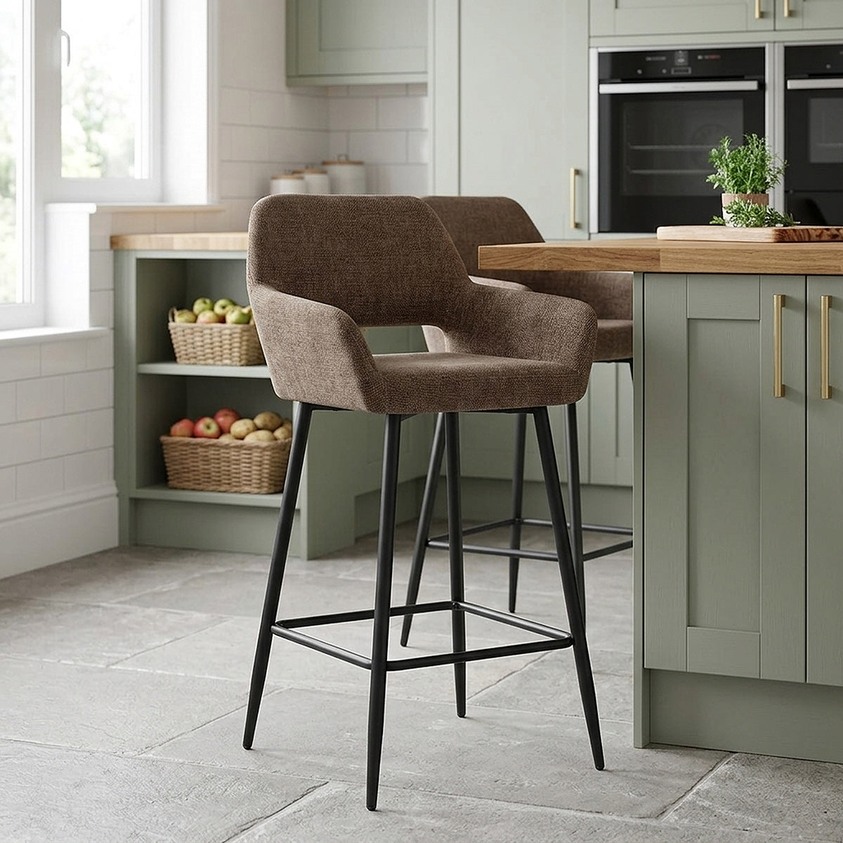 Tabouret Tissu - Raven Marron 