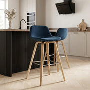 Tabouret De Bar Velours - Reef Bleu