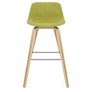 Reef Wooden Stool Green Fabric