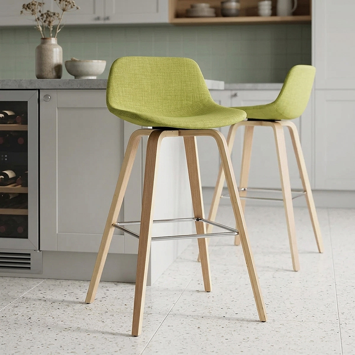 Tabouret de bar Bois Tissu - Reef Vert 