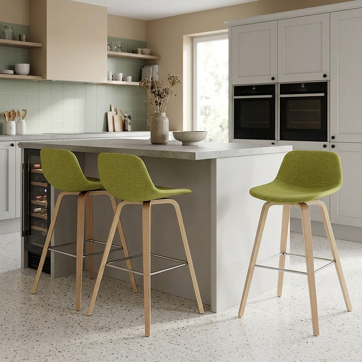 Tabouret De Bar Bois Tissu - Reef Vert