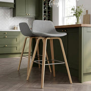 Tabouret De Bar Bois Tissu - Reef Gris