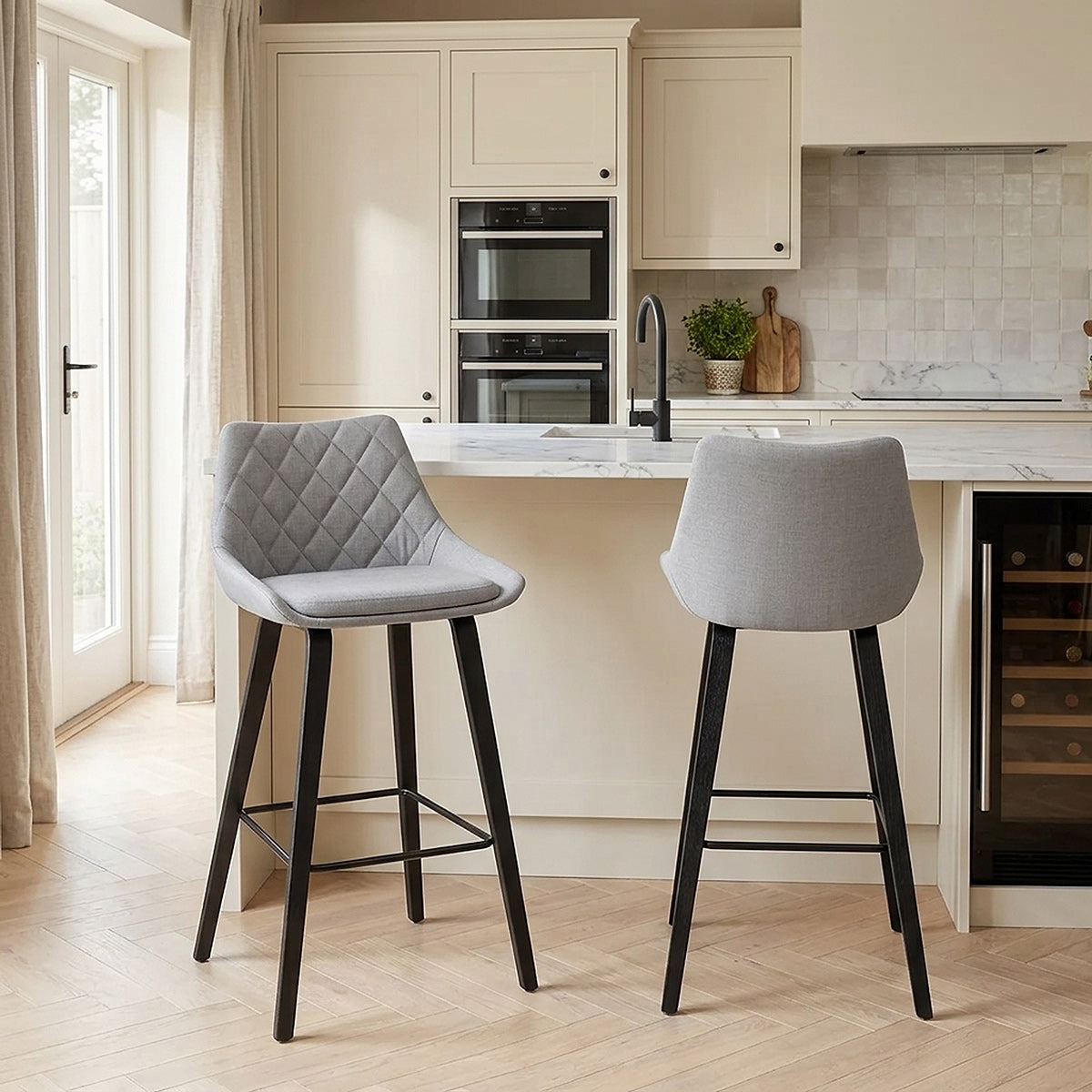 Chaise de Bar Tissu - Regent Gris 