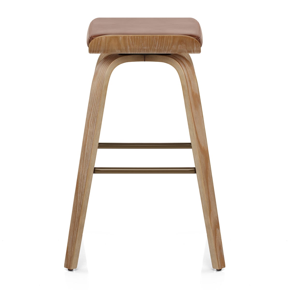 Tabouret de Bar Cuir Veritable Bois - Remy Marron