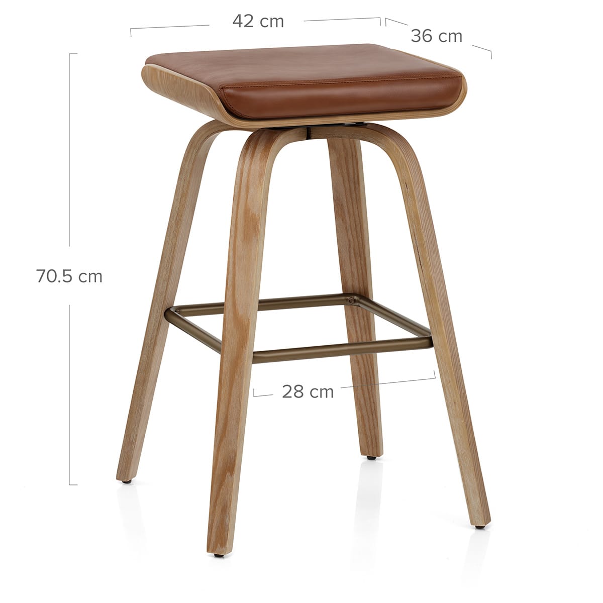 Tabouret de Bar Cuir Veritable Bois - Remy Marron